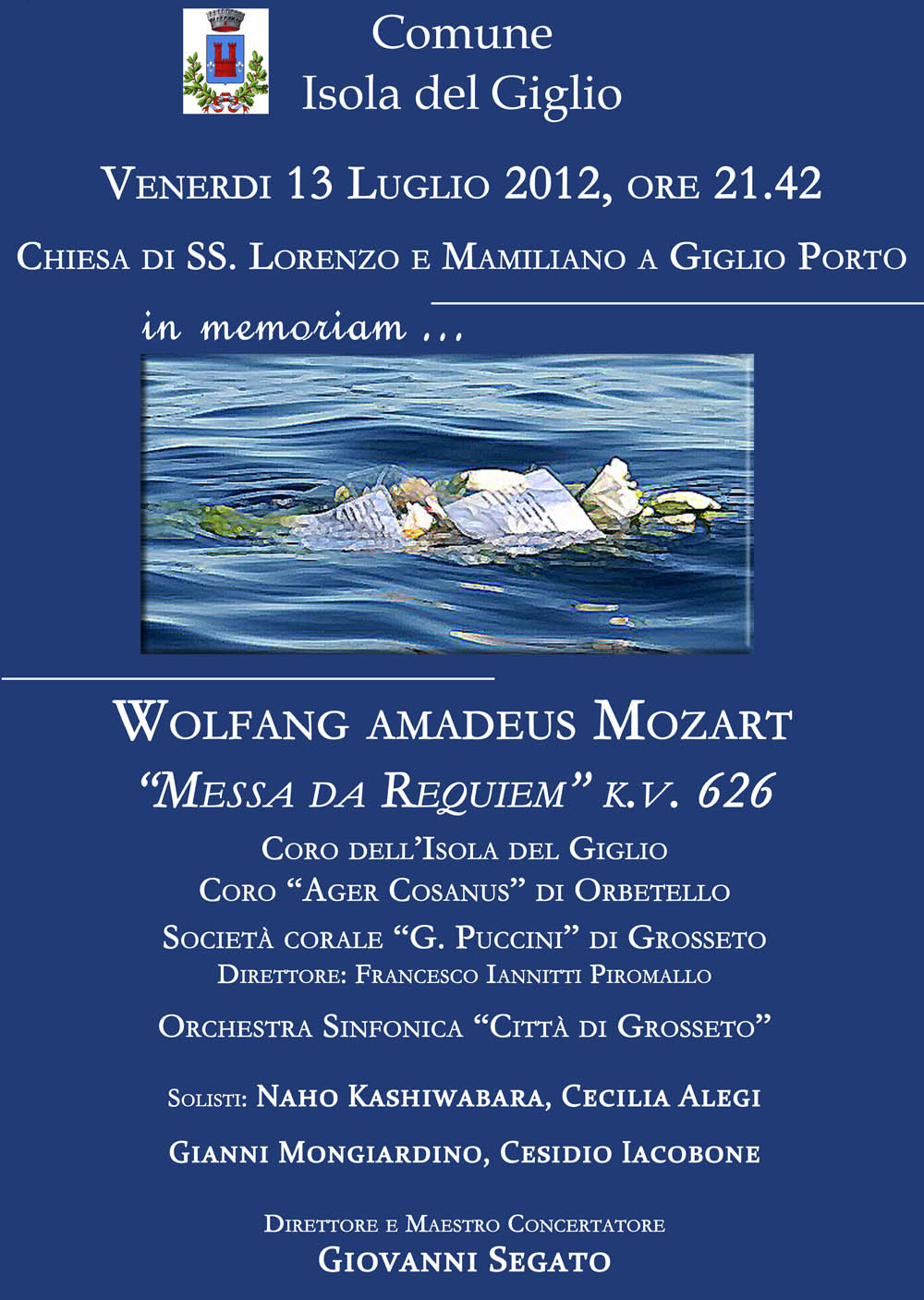 Requiem di W.A.Mozart – In memoriam a sei mesi dal naufragio di Costa Concordia