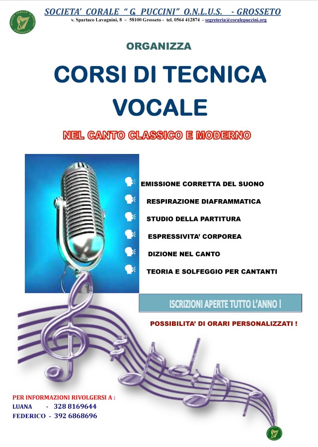 Sempre aperte le iscrizioni ai Corsi di tecnica vocale