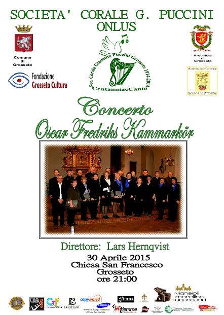 30 aprile, ore 21:00 – dalla Svezia a Grosseto: Oscar Fredriks Kammarkör