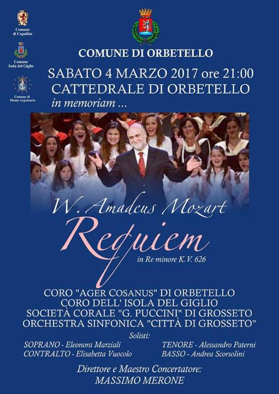 Requiem KV 626 di W. A. Mozart … in memoriam – Duomo di Orbetello, sabato 4 marzo ore 21:00