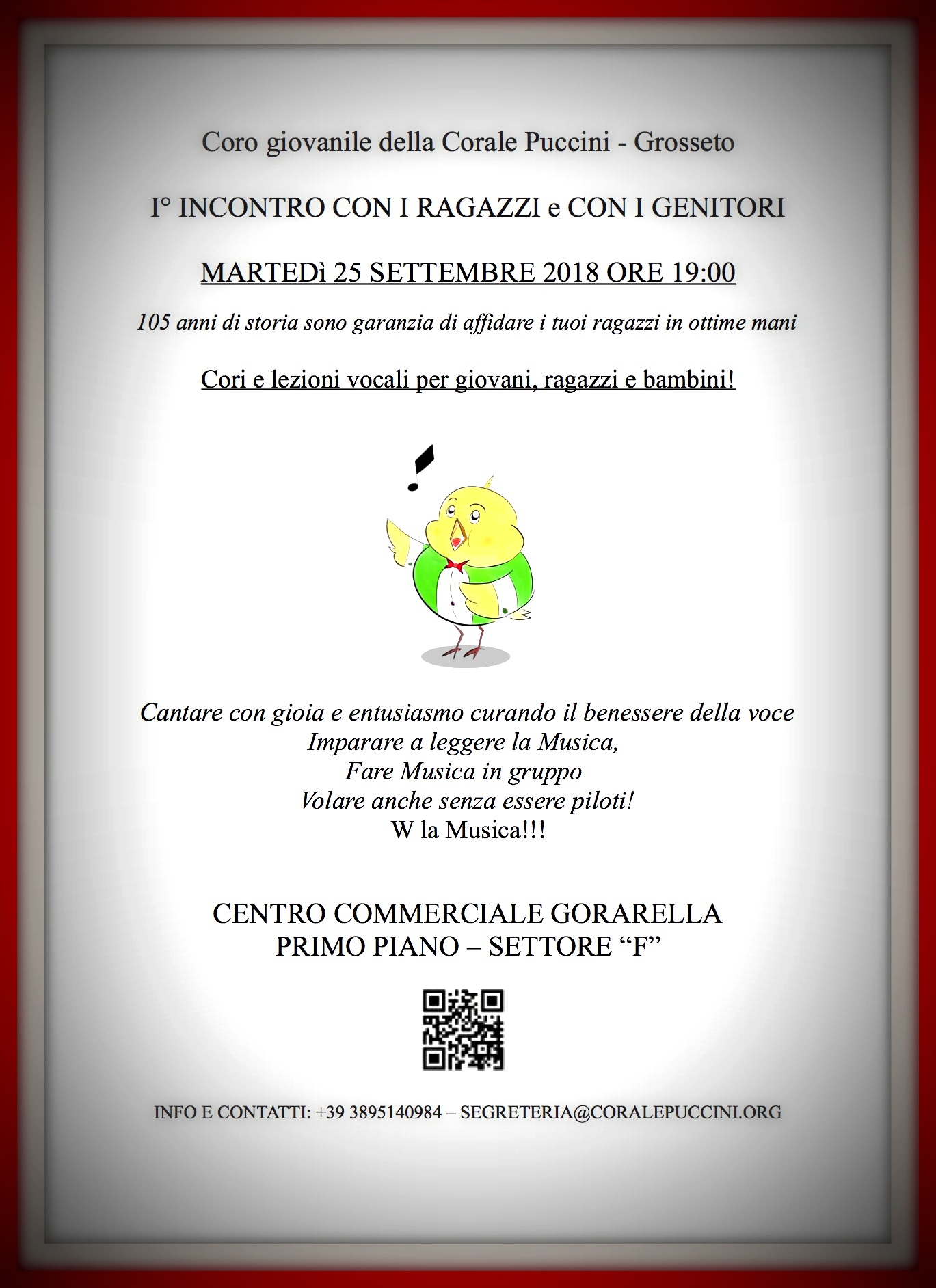 I° incontro coi ragazzi e i genitori: martedì 25 settembre 2018 ore 19